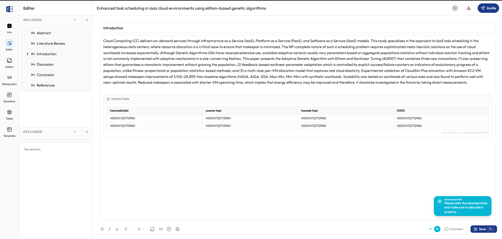 Formaty document with live collaborator cursors and margin comments