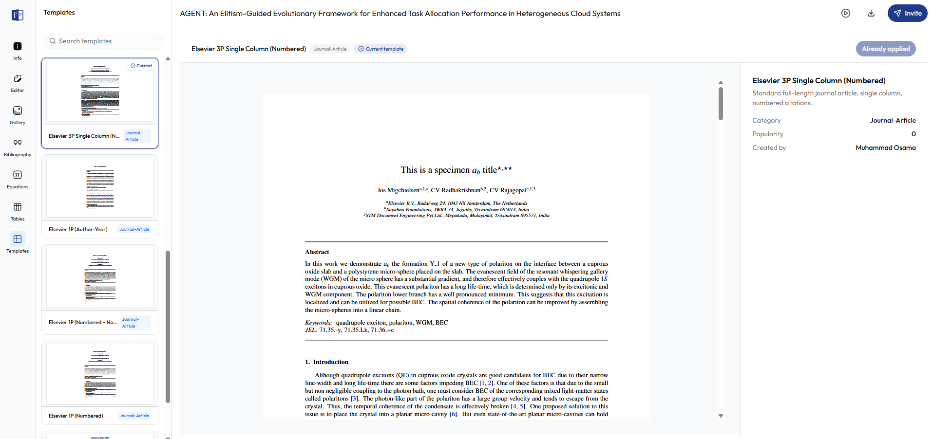 Formaty template switcher reformatting a paper from ACM to IEEE